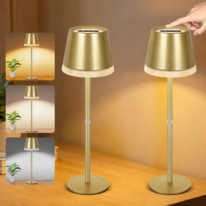 Світлодіодна настільна лампа OUTON бездротова з акумулятором, USB-C, 4000mAh, 3 режими світла, димер, сенсорне управління, зелена (набір 2 шт.)