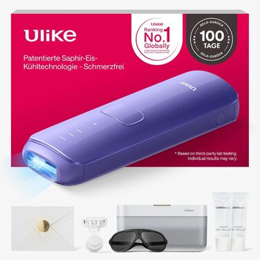 Ulike Air 3 Deluxe IPL пристрій для епіляції - безболісне видалення волосся, альтернатива лазеру, з UV-стерилізатором та гелем алое (фіолетовий)