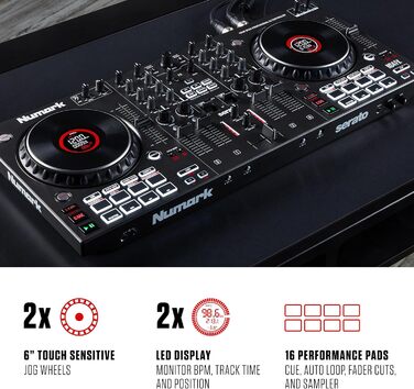 DJ контролер Numark NS4FX 4-канальний з touch-jogwheels, Pads та ефектами, Serato DJ Lite