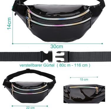 Чоловіча/жіноча поясна сумка-бананка, водонепроникна, з відділеннями на блискавці, регульований ремінь, для відпочинку, спорту, подорожей (чорна)