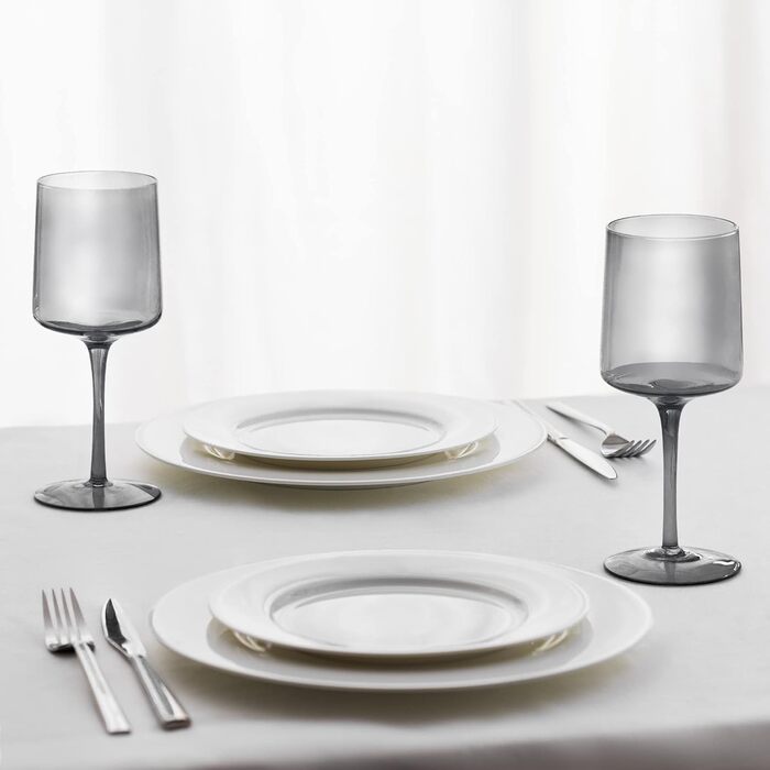 Navaris Gray-Tinted Wine Glasses, Set of 4 - Colored Stemware - Stylish Designer Glassware for Serving Wine, Cocktails, and Desserts