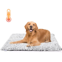 Self-Heating Blanket for Dogs & Cats, Pet Heating Mat Winter, Washable Heating Blanket for Dogs, Self-Warming Dog Mat Fluffy Warm, Thermal Blanket for Dogs Non-Slip, Grey, 115x70cm (L 115 x W 70 x H 2 cm)