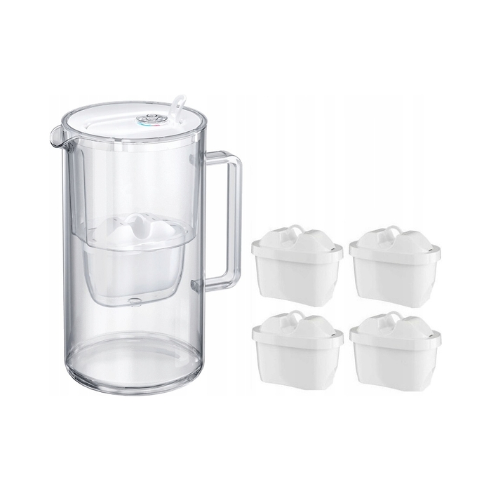 Скляний фільтр-кувшин Aquaphor Glass, білий + 4 фільтри Maxfor (1+3)