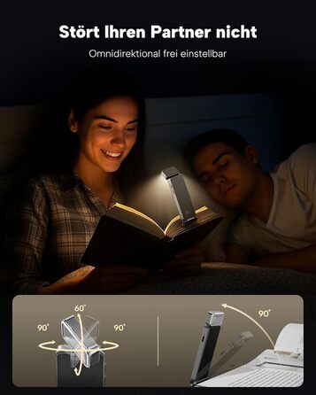 LED кріпильна лампа для читання 86lux - перезарядна, 3 кольори, регулювання яскравості, сіра