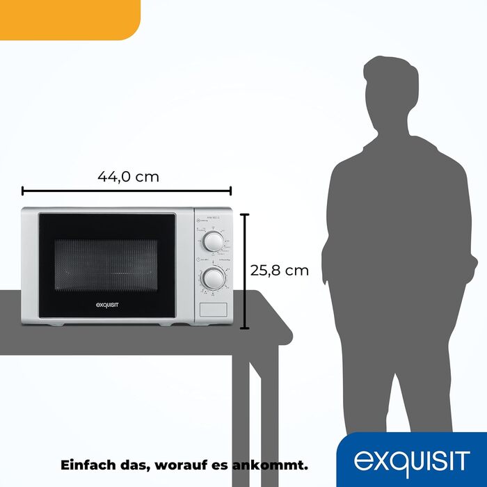 Мікрохвильова піч Exquisit MW 802G, 20л, 1000W, гриль, срібна