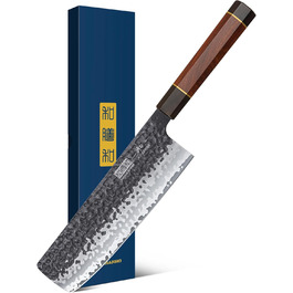 Японський ніж Nakiri для овочів, кухонний ніж з високовуглецевої сталі, професійний овочеріз із 18 см лезом та ергономічною ручкою
