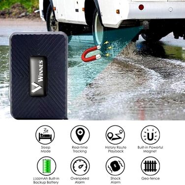 GPS-трекер Winnes 4G Mini 1500 мА·год з магнітом, анти-втрата, для авто, дітей, велосипеда, валізи, підтримка GPS/AGPS/LBS, додаток у комплекті