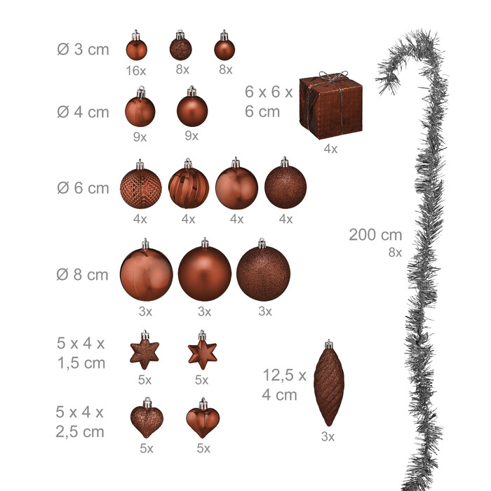 Relaxdays Set of 110 Christmas Baubles