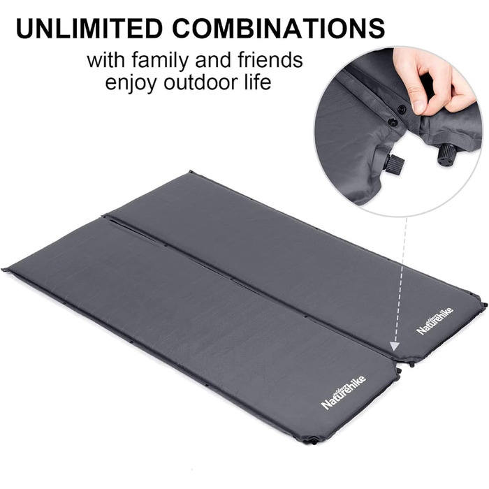 Naturehike Саморозкладаюча спалка 5 см, туристична, для кемпінгу, вага легка, з'єднується, R-значення 4.8, зелена (сіра)