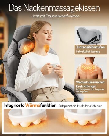 Ігрове крісло Dowinx з масажем, ергономічне, до 135 кг, сіре. Підтримка попереку та шиї, регулювання висоти, шкіра для дорослих