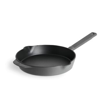 Чавунна гриль-сковорода Springlane 26 см Емальована - для стейків, підходить для всіх плит (індукція), сіра