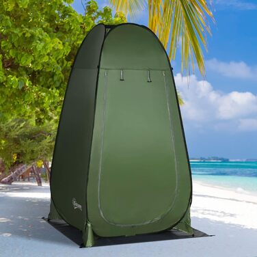 Outsunny Pop-Up Camping Shower Tent & Toilet Privacy Shelter with Carry Bag - Portable Outdoor Changing Room & Shelter - 126x124x189cm