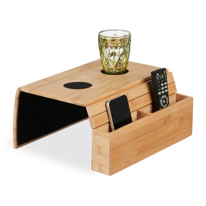 Relaxdays Bamboo Side Table with Coasters