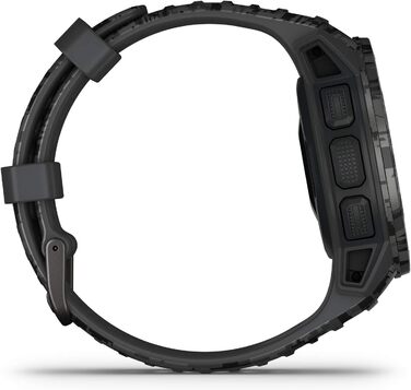 Garmin Instinct - водонепроникний GPS-годинник зі спортивними та фітнес-функціями. Вимірювання частоти серцевих скорочень на зап'ясті, фітнес-трекер та сповіщення зі смартфона. Різноманітні моделі (Instinct Solar Camo, Шкіряно-сірий)
