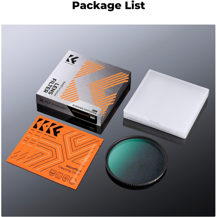 Фільтр Shimmer Diffusion K&F CONCEPT 49mm з оптичного скла з 18-шаровим покриттям Nano-Klear для відео та портретної зйомки