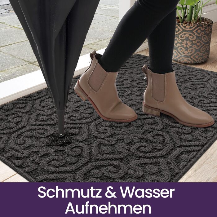 При Entrance килимок DEXI 60x90 см, протиковзний вбираючий килим для входу, передпокою та тераси, антрацит