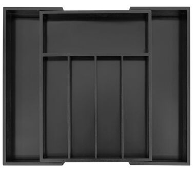 Органайзер для столових приладів Utoplike з бамбука, розширюваний, для кухні та офісу, чорний (5-7 секцій)