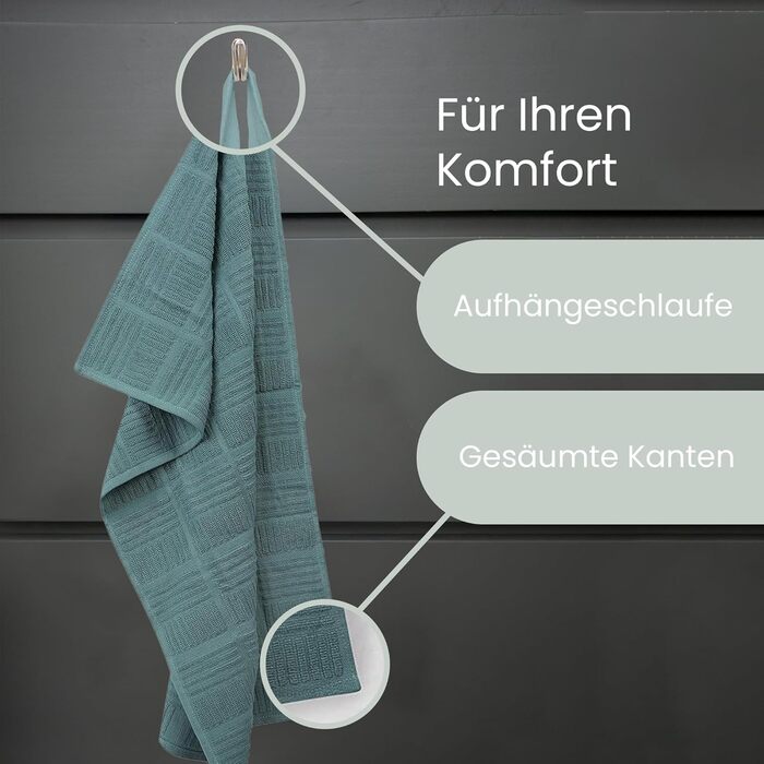 Sticky Toffee Dishcloths made from 100% cotton, terry cloth, 5 pieces, 40.6 x 71 cm, blue / aqua, soft, absorbent, for restaurant, bar, glassware, kitchen towels