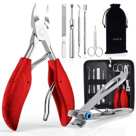 Набір для манікюру Profi Maniküre: кусачки для нігтів, щипчики, ножиці, пилочки (7 шт.), червоний