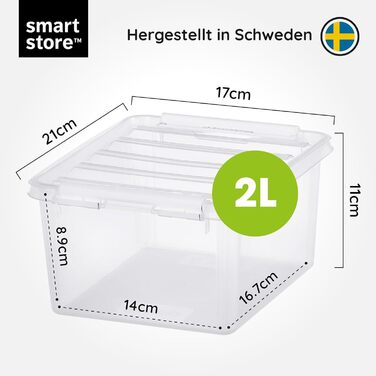 SmartStore - 10x Storage Box with Lid Classic 2L (21x17x11cm) | Stackable Box with Lid | Food-Safe Plastic Box | Plastic Box with Lid & Reinforced Corners | 10 Year Warranty