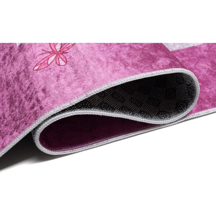 Дитячий килим TAPISO Emma, рожевий, 80x150 см, з антиковзким покриттям, принт, ÖKO-TEX, машинне прання 30°C