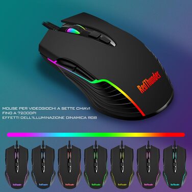 RedThunder K10 Бездротова ігрова клавіатура та миша з підсвічуванням LED, акумулятор 3800 mAh, механічне відчуття, Anti-Ghosting, миша 7D 3200 DPI, QWERTY-розкладка, для PC геймерів (Чорний)