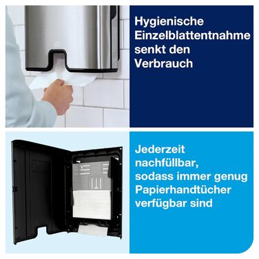 Tork Xpress Dispenser for Multifold Paper Towels 460004, Image Design - H2 Towel Dispenser for Folded Towels, Single Sheet Dispensing, Brushed Stainless Steel