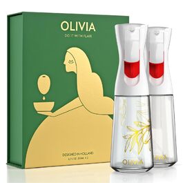 Спрей для олії FlairRosol Olivia 200 мл (2 шт) - скляний диспенсер для оливкової олії з контролем порцій для фритюрниці, салату, грилю