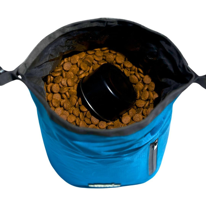 Сумка для корму для собак Callieco з міркою та кишенькою, водонепроникний контейнер для дому, подорожей, кемпінгу, 64 порції (Блакитний)