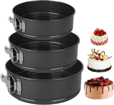Набір форм для випічки: квадратні, круглі, 20/22/24 см, чорний метал, знімний дно, антипригарне покриття