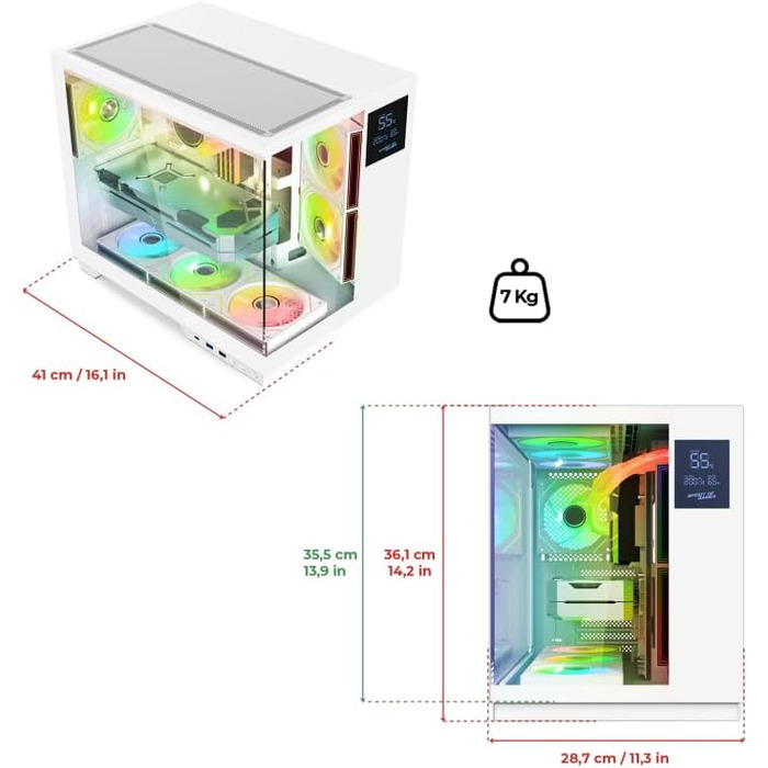 Spirit of Gamer Viper CRX: Корпус для ігрового ПК з 6 RGB вентиляторами, LCD дисплеєм та підтримкою водяного охолодження