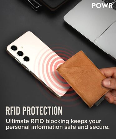 Чоловічий металевий картхолдер POWR Wallet з відділенням для монет. Мінімалістичний картхолдер для чоловіків (колір: коричневий)