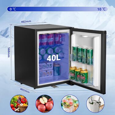 Міні-холодильник SMETA 48L з морозильною камерою, 230V. Тихий настільний холодильник для офісу, кемпінгу, спальні та готелю. Регульована температура 0-10°C, 39dB.