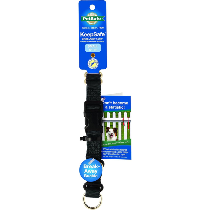 PetSafe KeepSafe нашийник для собак, нейлон, міцний, з патентованою безпечною застібкою, для всіх порід, середній (2 дюйми), чорний, маленький (0.75 дюйм)