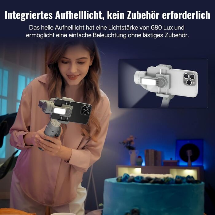 ZHIYUN CinePeer Smooth 5E: Стабілізатор для смартфона з підсвічуванням, штативом та жестами, до 300г