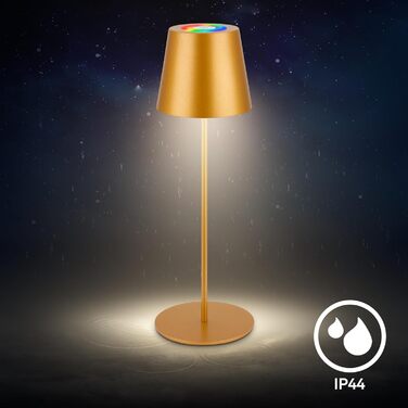 LED настільна лампа BRILONER бездротова з сенсором, диммуванням, регулюванням висоти, для дому та кемпінгу, 36x10,5 см, тепле світло (RGB, тепле біле світло, насадка для пляшок, золотий)