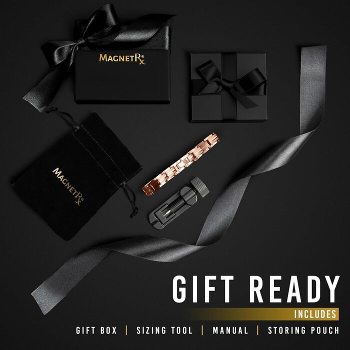 Браслет на руку MagnetRX® Ultrastarkes Titan Magnetarmband для жінок – титановий браслет з магнітами, регульований розмір, рожеве золото