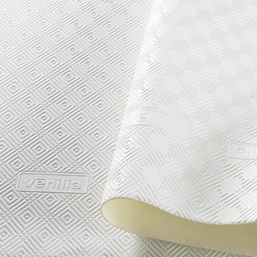 Venilia Table Placemat Bulgomme Rectangular, Tablecloth, Non-Slip, Shock-Absorbing, Easy to Clean, Liquid-Proof, PVC-Polyester, White, 135 x 180 cm