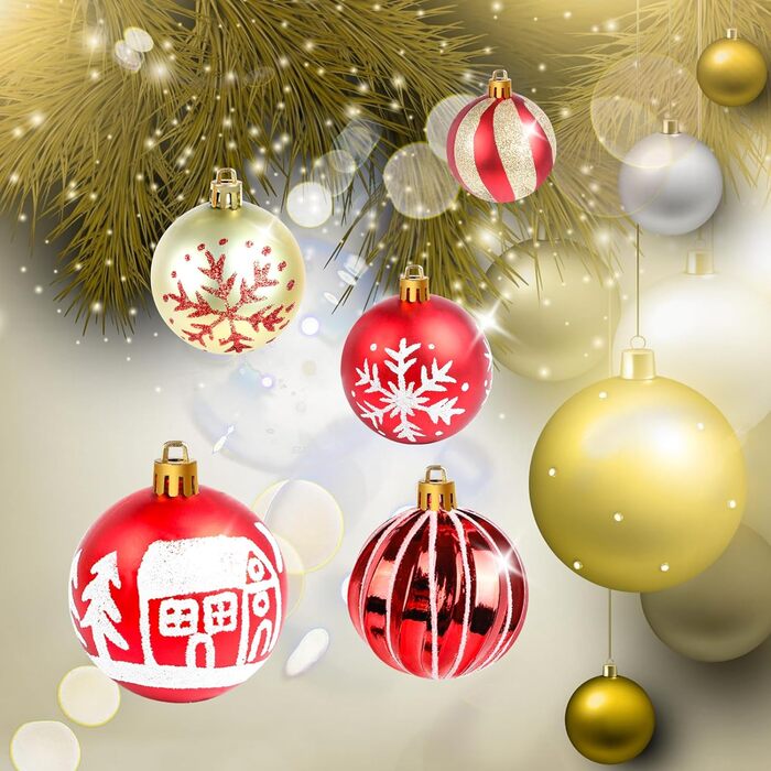 Набір прикрас на ялинку 44 шт: сині та золоті кулі для ялинки 6см та 3см, для дому та вулиці