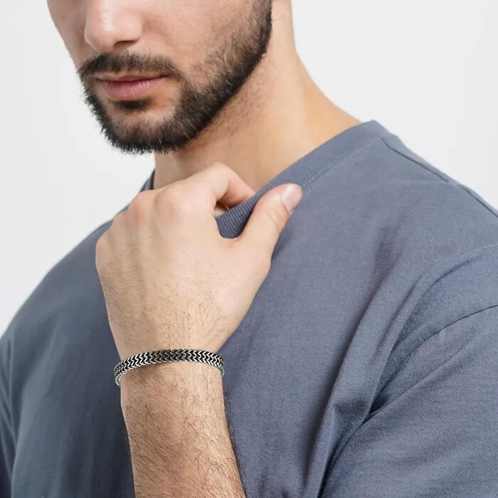 Чоловічий браслет на руку з нержавіючої сталі: подарунок на День батька, День святого Валентина, на день народження. Срібло, золото, ювелірний аксесуар для чоловіків (19 см, Garu)