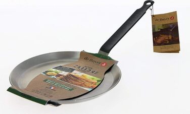 Млинцева сковорода de Buyer Carbone Plus, важка сталь, 24 см, срібляста