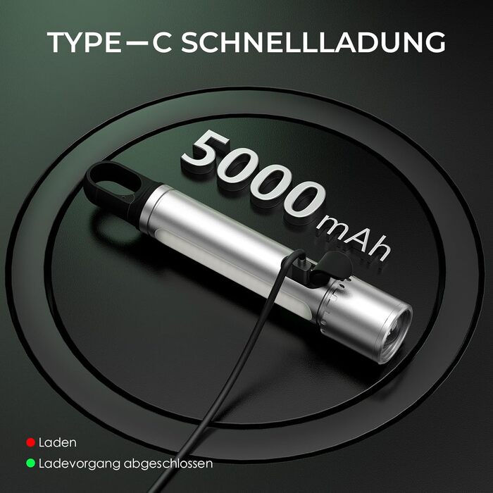 Ліхтар LED акумуляторний 500000 люмен, 9 режимів, XHP90.2, Zoom, IPX7, водонепроникний, для кемпінгу, туризму, надзвичайних ситуацій (сріблястий)