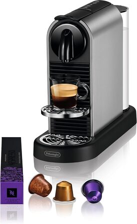 Капсульна кавомашина Nespresso De'Longhi CitiZ Platinum EN220.T, 4 розміри чашок, 19 бар, 1260 Вт, титановий колір