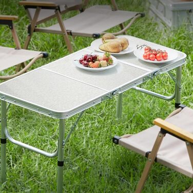 Складаний туристичний стіл CPROSP 90x40 см, регульована висота 26-70 см, срібний