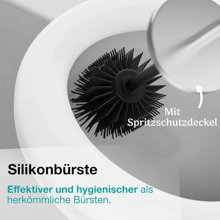 Набір щіток для унітазу Hovea 2 шт. на стіну, чорний колір - силікон та метал, без свердління, кріплення на стікер або шуруп, власник для щітки WC3620 (метал)