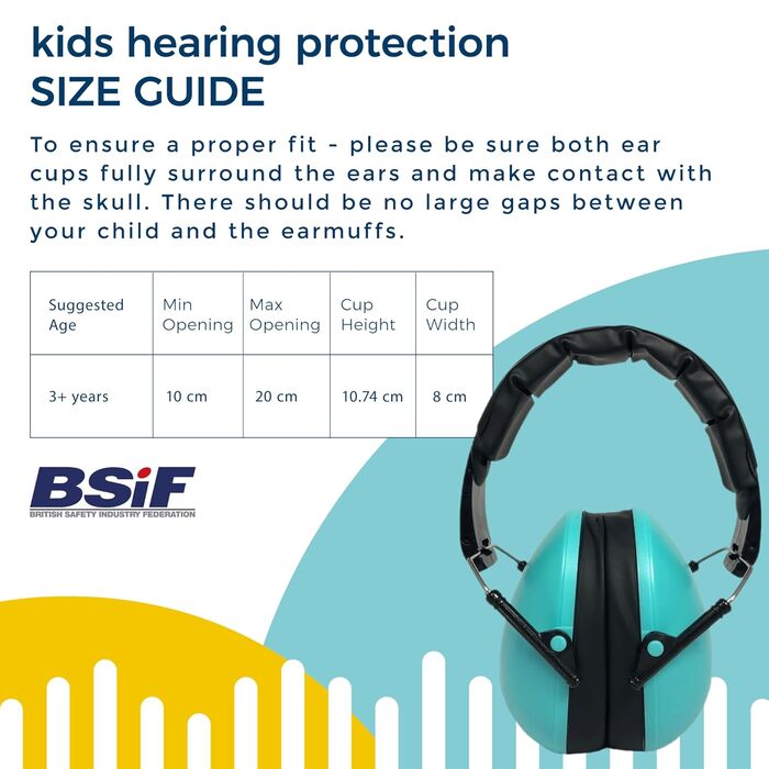 Банд захист для вух для дівчаток та хлопчиків від 2 років - навушники для шумозахисту та зменшення шуму - м'які та регульовані - Лагуна Блакитний