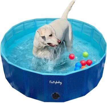 Foldable Dog Pool for Dogs, Dog Cushion Pool, Portable, for Dog Bathing, Plastic, Large, Hard, Children's Pool (100 x 30 cm) (Small(80 x 20cm), Blue)