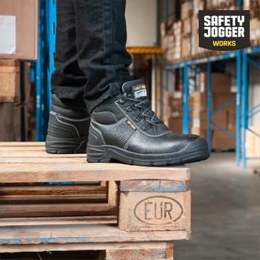 Чоловічі та жіночі робочі черевики Safety Jogger з металевим носком, S3/S1P, антиковзаюча підошва, захист від удару, водо- та маслостійкі, Bestboy, чорний, 45 EU