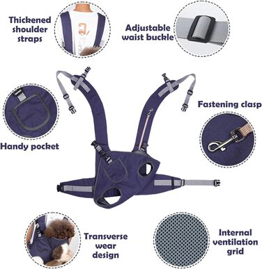 Рюкзак для кота та собаки – переноска для тварин з дихаючим мережем, регульована, для маленьких та середніх тварин, з виходом для хвоста, зручна для подорожей та велопрогулянок
