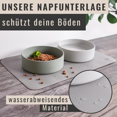 Підкладка під миску для котів та маленьких собак ne&no® - неслизька, водовідштовхувальна, з веганської шкіри (50 x 30 см, cool grey)